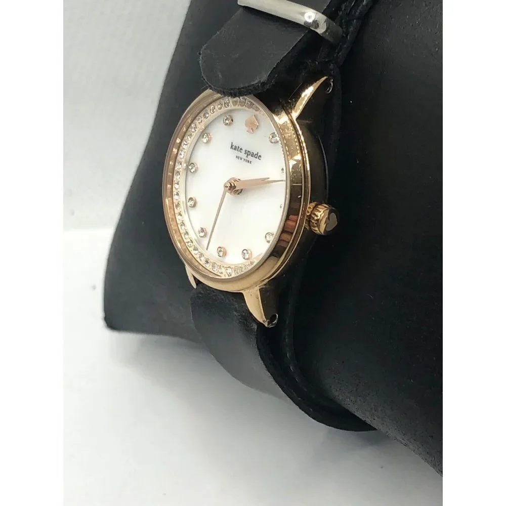 Kate Spade KSW1265 Women's Black Leather Analog Dial Quartz Wrist Watch OP354